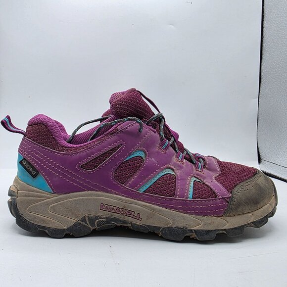 Merrell Oakcreek Low Waterproof Kids Size 4 Purple Hiking Shoes Camping Outdoors - Picture 12 of 13